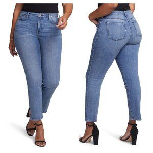 NEW Curves 360 by NYDJ Plus 24 Slim Ankle Straight Leg Jeans Aquino Blue Denim